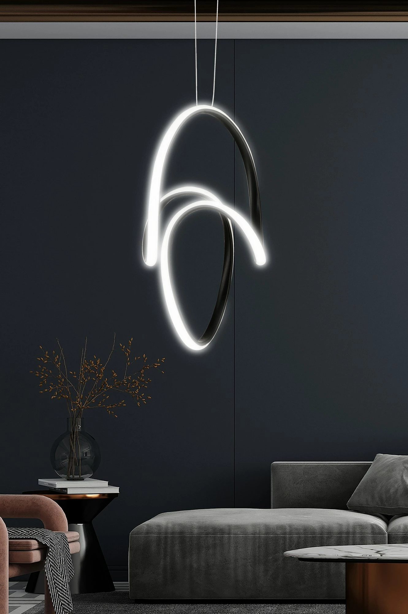 Llambë tavani Opviq Yin Yang, e zezë-bardhë, dritë LED