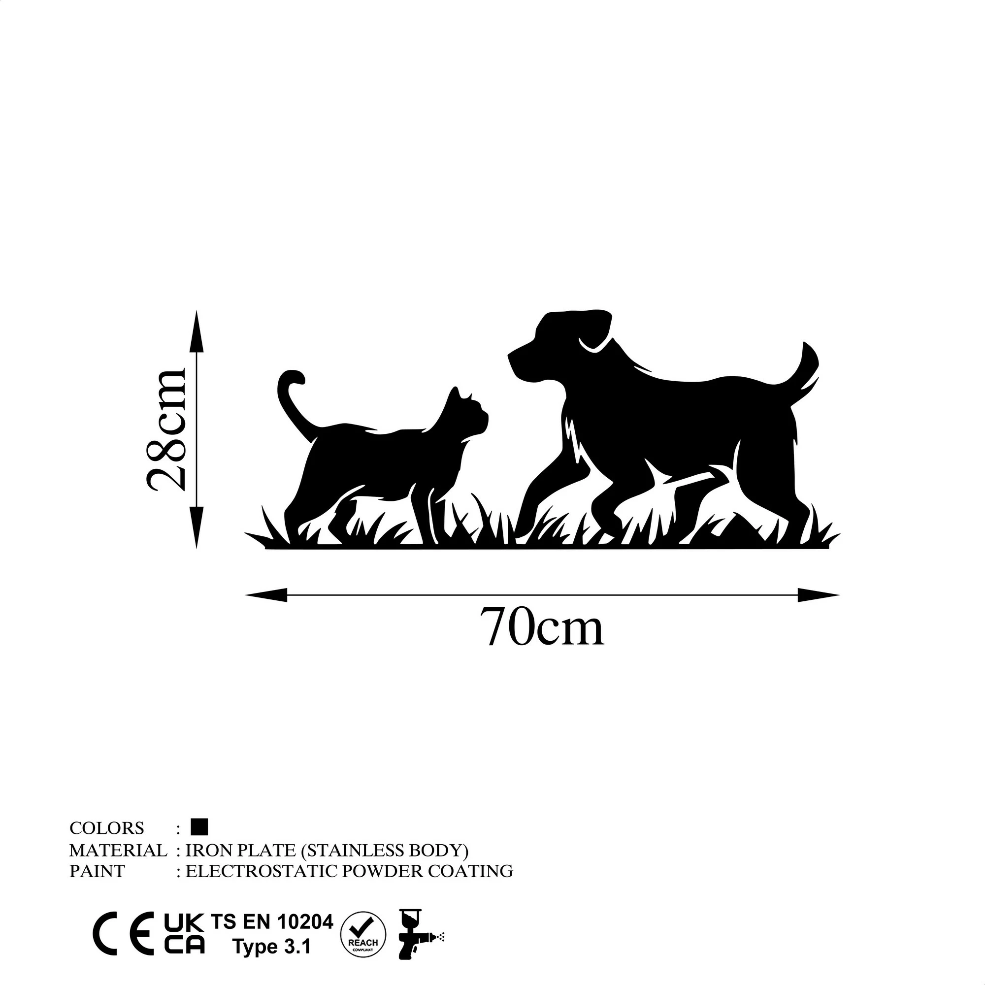 Aksesor dekorativ muri prej metali, Wallity, Best Friends, ngjyrë e zezë, 27x70cm