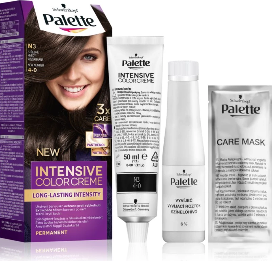 Ngjyrë për flokë Palette , 4-0 , Kaft e mesme 50 ml