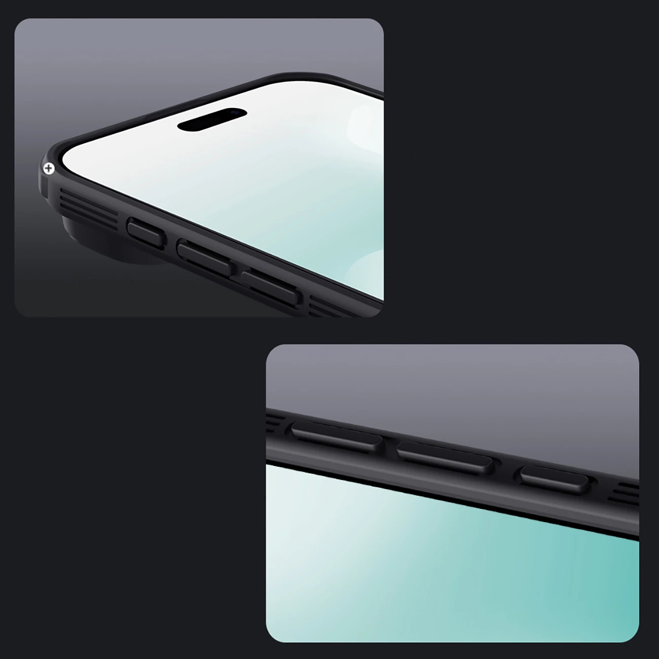 Mbështjellës Nillkin CamShield Pro për iPhone 17 Air, MagSafe, PC+TPU, gjysmë-transparent mat, e zezë transparente