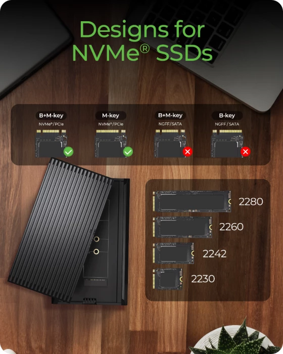 Kasë për SSD M.2 NVMe ICYBOX IB-1920M-C42, USB4 40 Gbit/s, pa vegla, alumin, e zezë