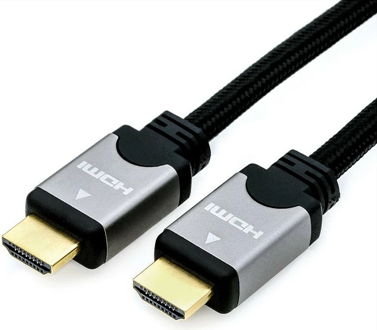 Kabllo HDMI ROLINE 11.04.5850, 1 m, HDMI Type A në HDMI Type A, me Ethernet, zi/argjendtë
