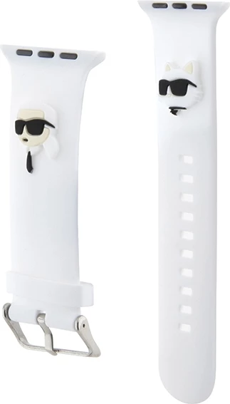 Rrip për Apple Watch Karl Lagerfeld 3D Rubber Karl&Choupette Head, silikon, i bardhë