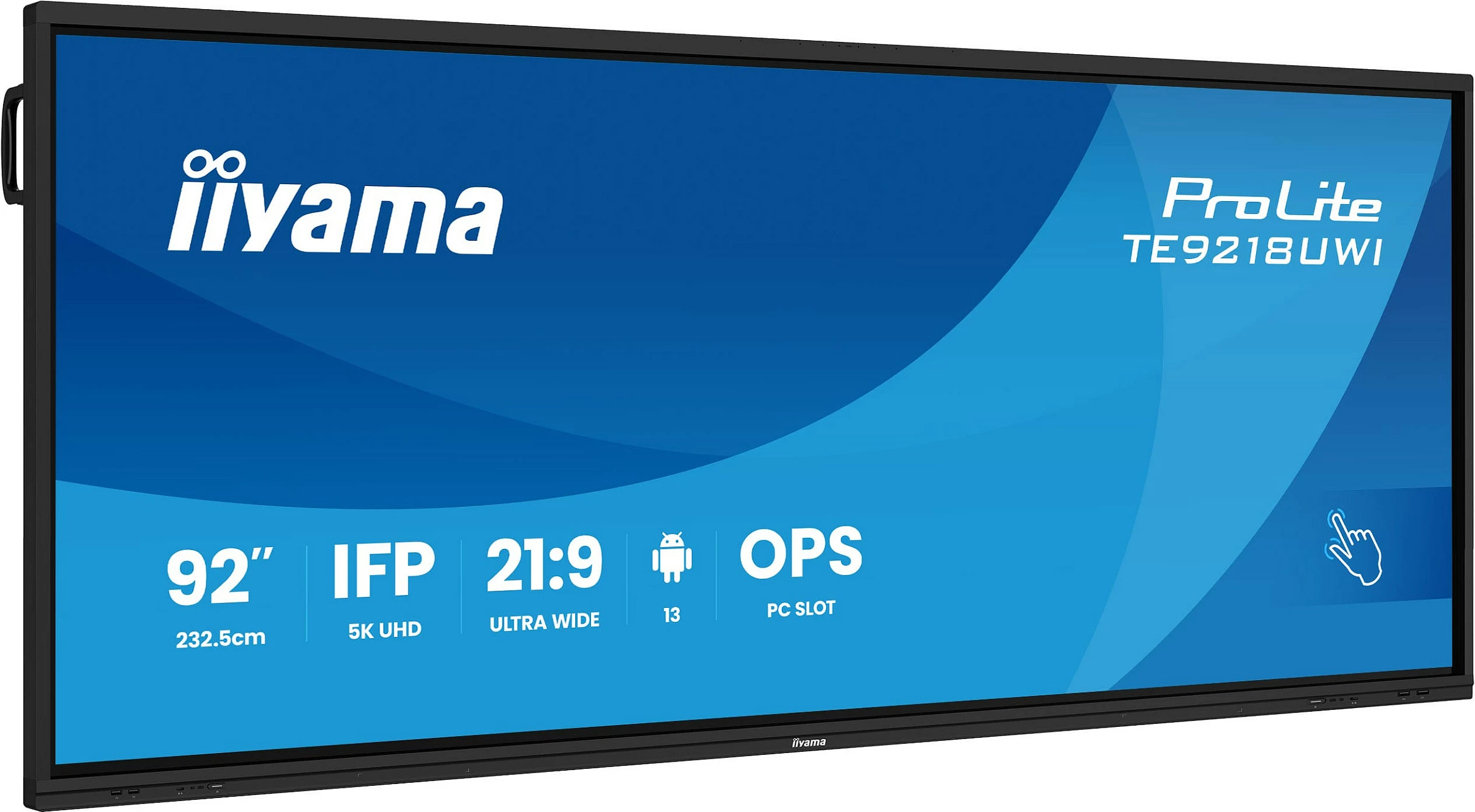 Ekran interaktiv iiyama ProLite TE9218UWI-B1AG 92 inç, 5K UHD, 21:9, Wi-Fi