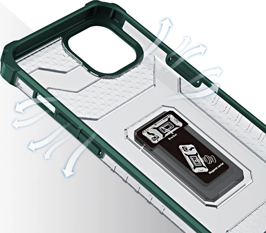 Mbështjellës Hurtel Crystal Ring Case për iPhone 13, me mbajtëse, i gjelbër