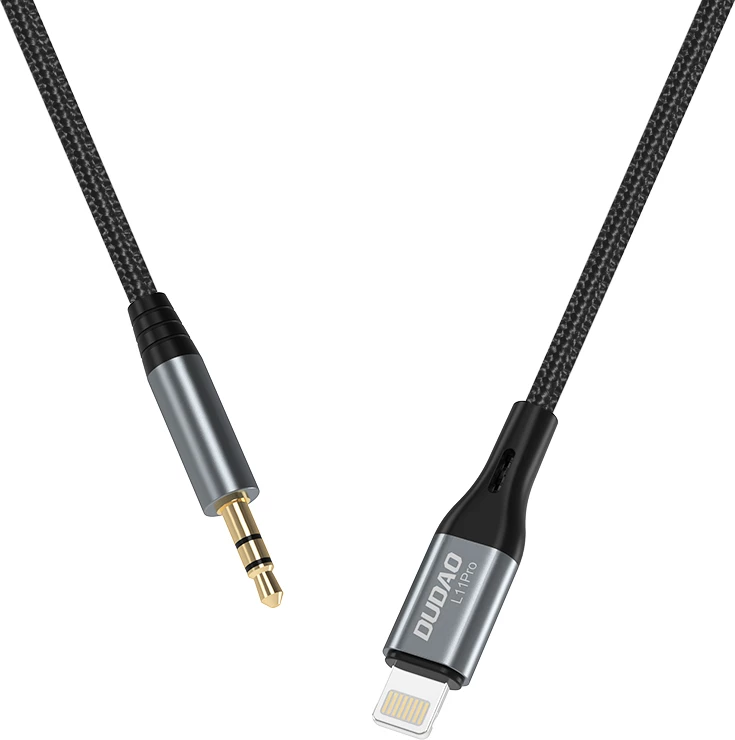 Kabllo audio Dudao L11PRO, Lightning në mini jack 3.5mm, 1m, Gri
