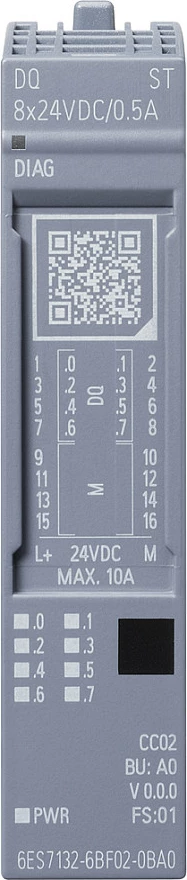 Modul dalje digjitale Siemens SIMATIC ET 200SP 6ES7132-6BF01-0BA0, DQ 8x24VDC 0.5A, IP20, gri