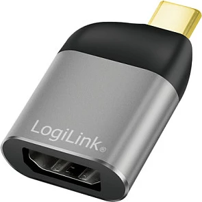 Adapter USB-C LogiLink USB 3.2 Gen2, Type-C mashkull në DisplayPort femër, 8K/60Hz, zi/hiri