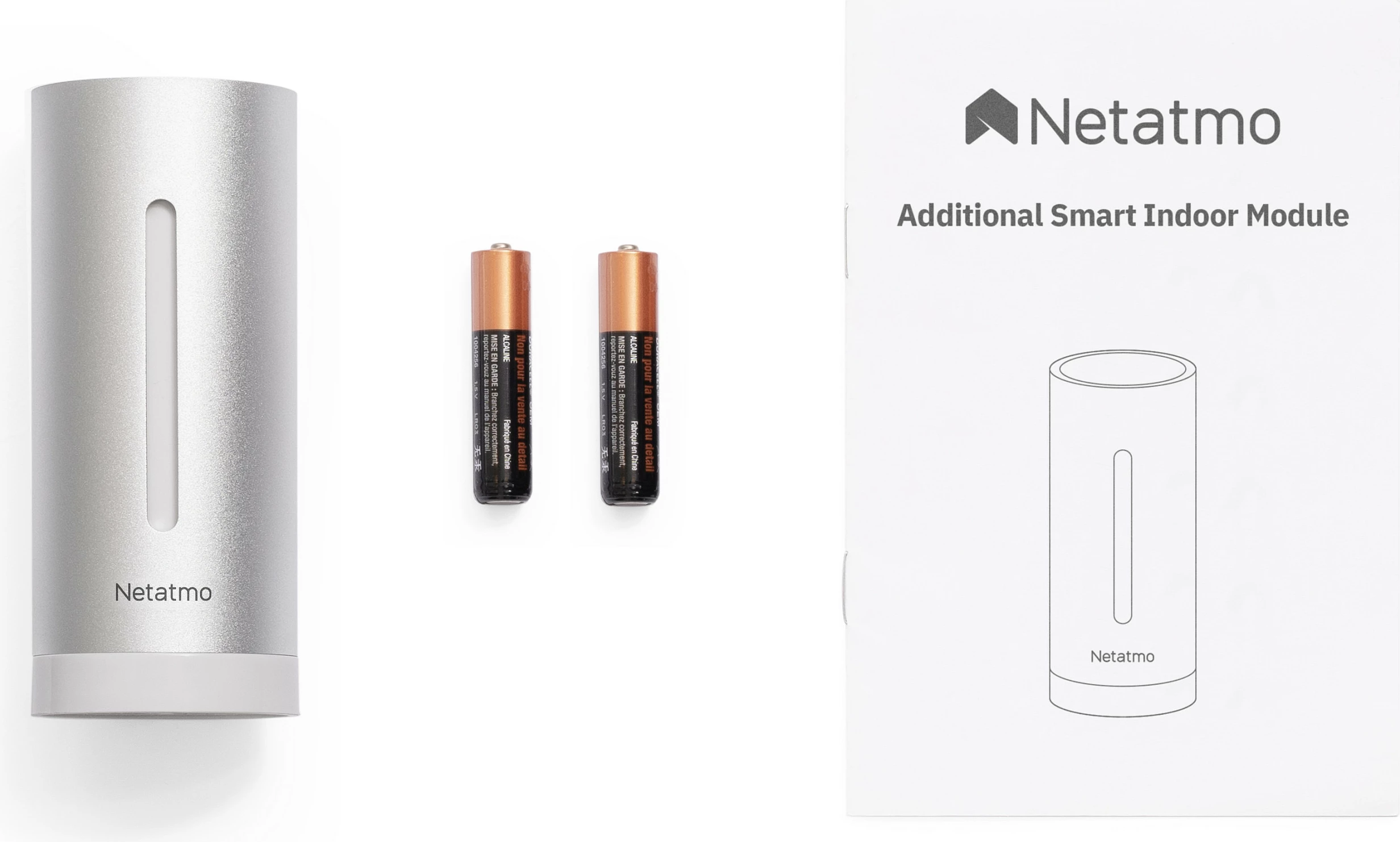 Stacion moti smart Netatmo Indoor Pack, Wi‑Fi, module indoor + modul shtesë indoor + sensor outdoor, argjendtë