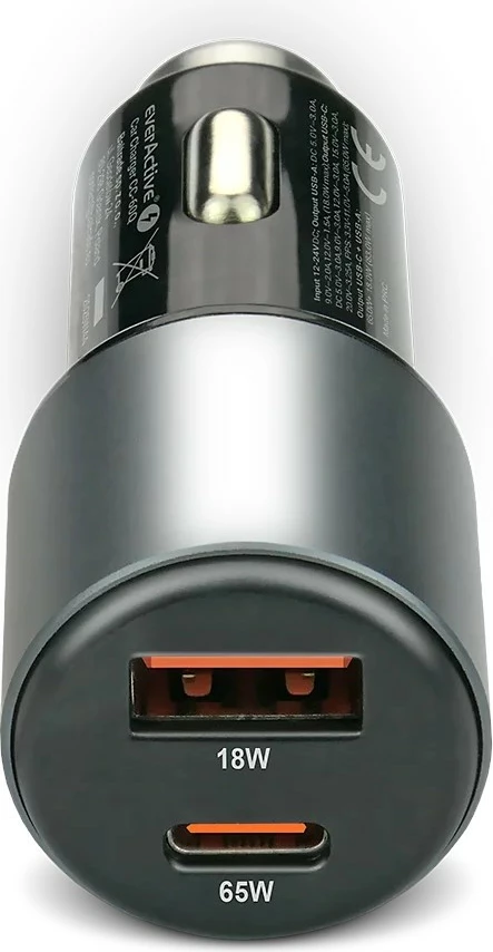 Karikues makine, everActive CC-60Q, 83W USB-C PD 65W + USB QC3.0 18W, 1x USB + 1x USB-C, e zezë