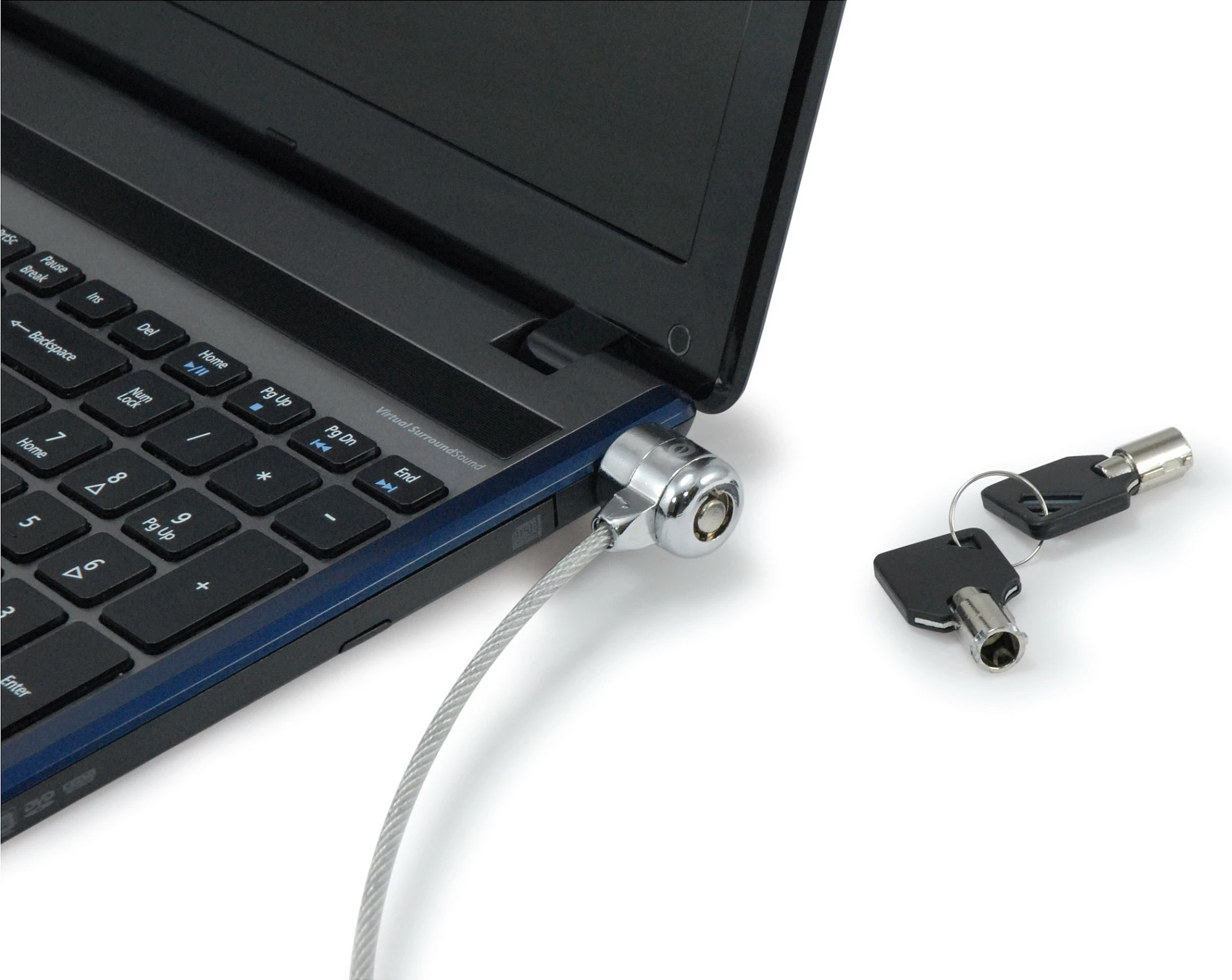 Kyç sigurie me kabllo për laptop Conceptronic Dual Head, 1.5 m, 2 çelësa, argjend