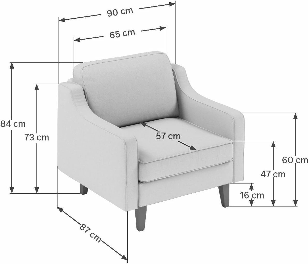 Karrige një vendëshe Robin, kadife ngjyrë tulle, këmbë druri arre