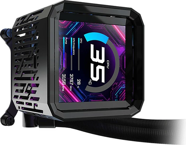 Ftohës i lëngshëm AIO ASRock Phantom Gaming 360 LCD, 3x120mm PWM, ekran IPS 3.4", i zi