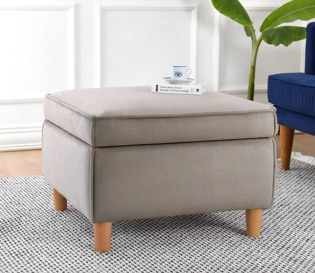 Puf Atelier del Sofa, kafe, 100% pambuk, këmbë druri ahu, me hapësirë ruajtëse