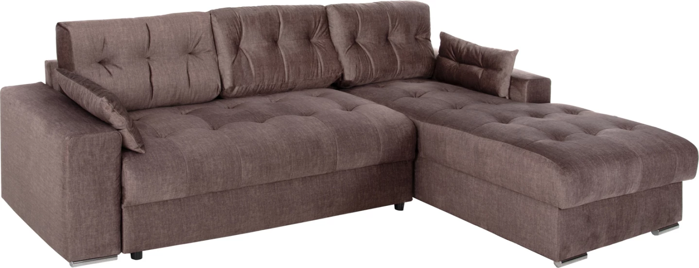 Divan qoshe me shtrat dhe hapësirë ruajtëse, CLANCY, FH3281.03R, pëlhurë kafe, 308x181x92H cm