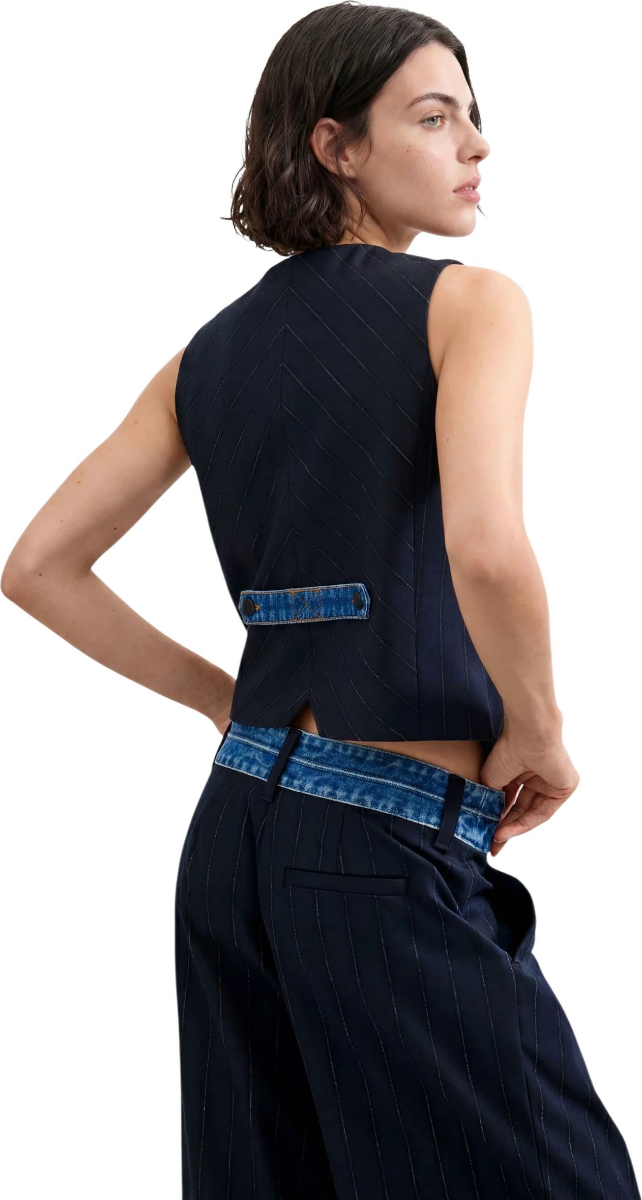 Jelek për femra Desigual CHALECO_DIPLO_DOBLE 26WWEW15, i kaltër [Madhësia: XS]