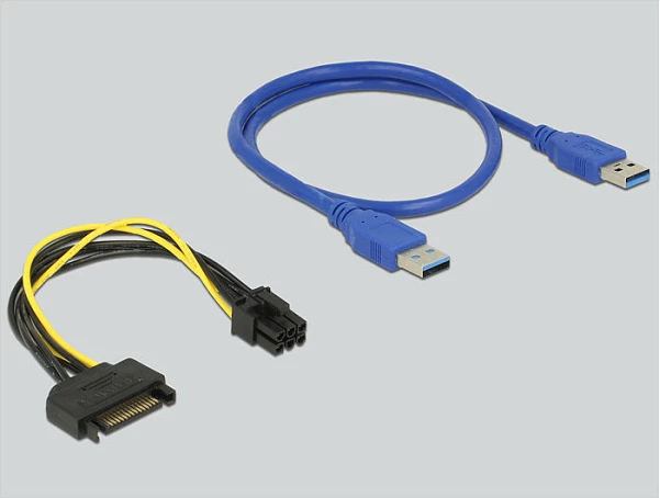 Kartë riser PCIe DeLOCK 41426, PCIe x1 në PCIe x16, USB 3.2 Gen 1, interne