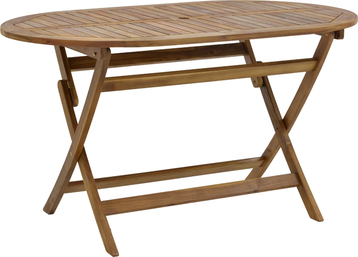 Tavolinë me karrige për terasë Mobie-Falov, dru akacie natyrale, set prej 5 copësh, 130x80x72cm