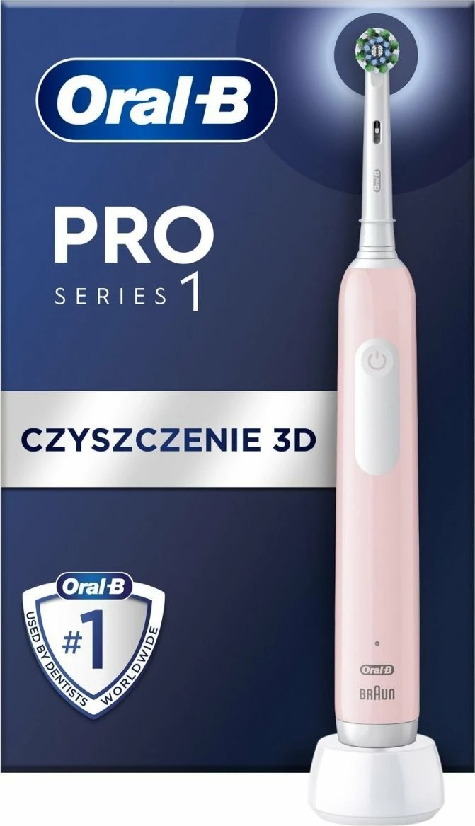 Furçë dhëmbësh elektrike Oral-B Pro Series 1 CrossAction, 3 mënyra, me sensor presioni, bateri e rikarikueshme, 1 kokë, rozë