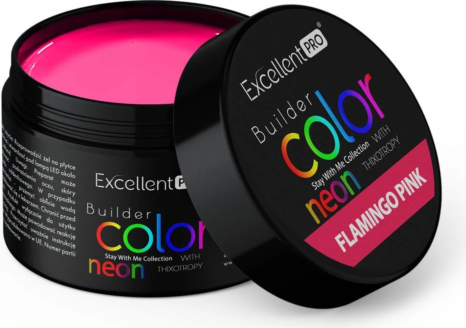 Xhel ndërtues për thonj Excellent PRO Builder Color Neon With Thixotropy për femra Flamingo Pink 15g