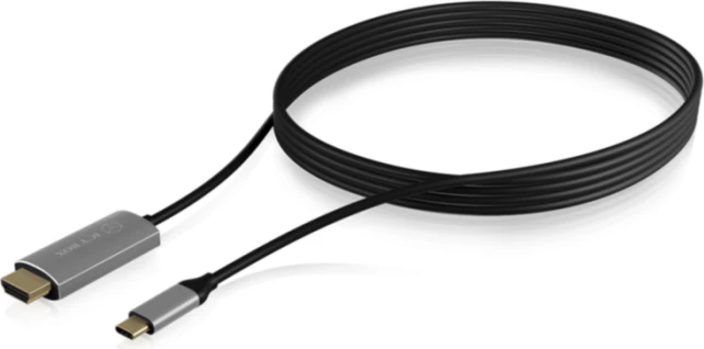 kabllo USB-C në HDMI ICYBOX IB-CB020-C 4K@60Hz 1.8 m, e zezë/argjendtë (1 copë)