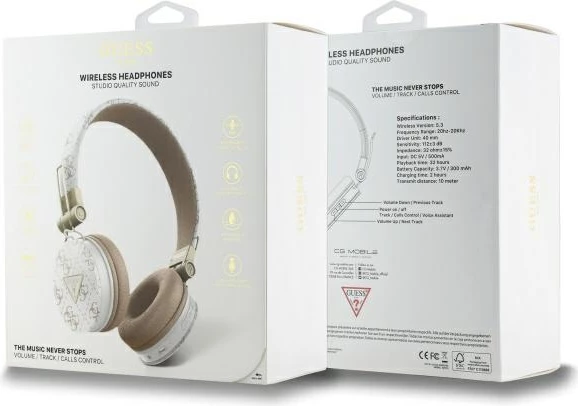 Kufje Guess GUBH70E4PTMH on-ear Bluetooth, 4G Triangle Round Shape, të bardha