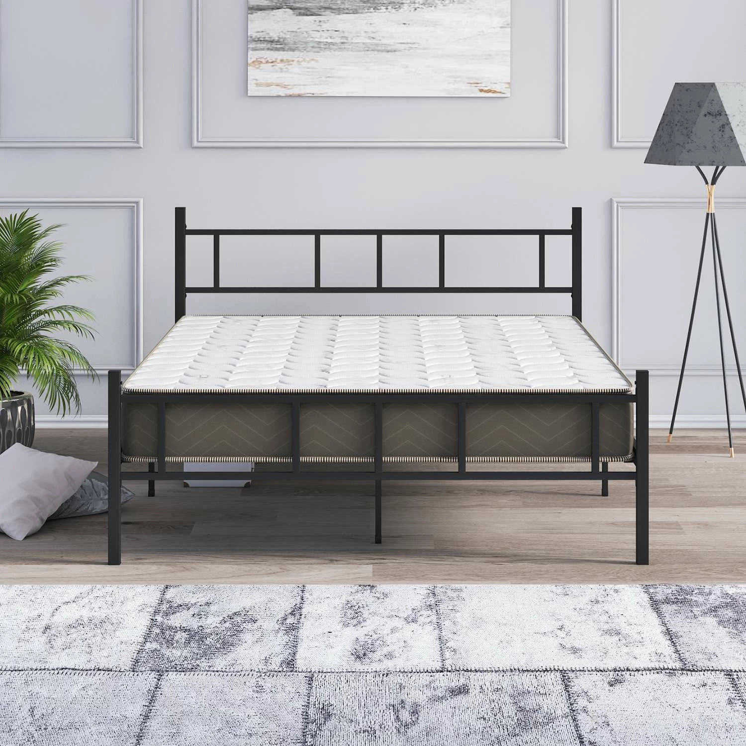 Krevat dopio, metalik, ngjyrë e zezë, Skye Decor, 140x190