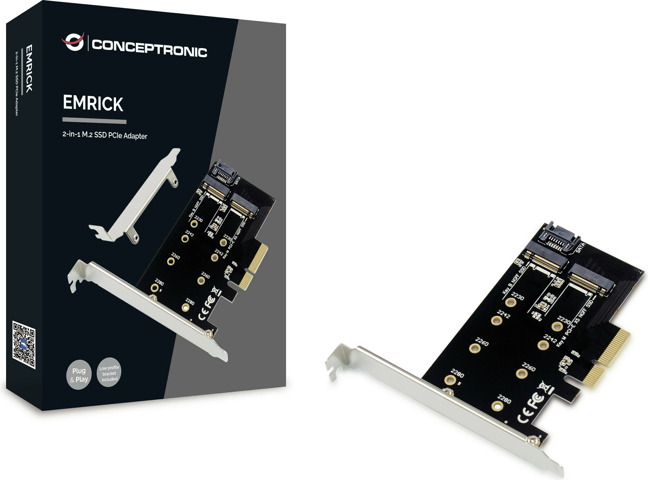 Kartë zgjerimi PCIe Conceptronic M.2 4xPCIe3.0, adapter për SSD M.2 SATA/NVMe, e zezë