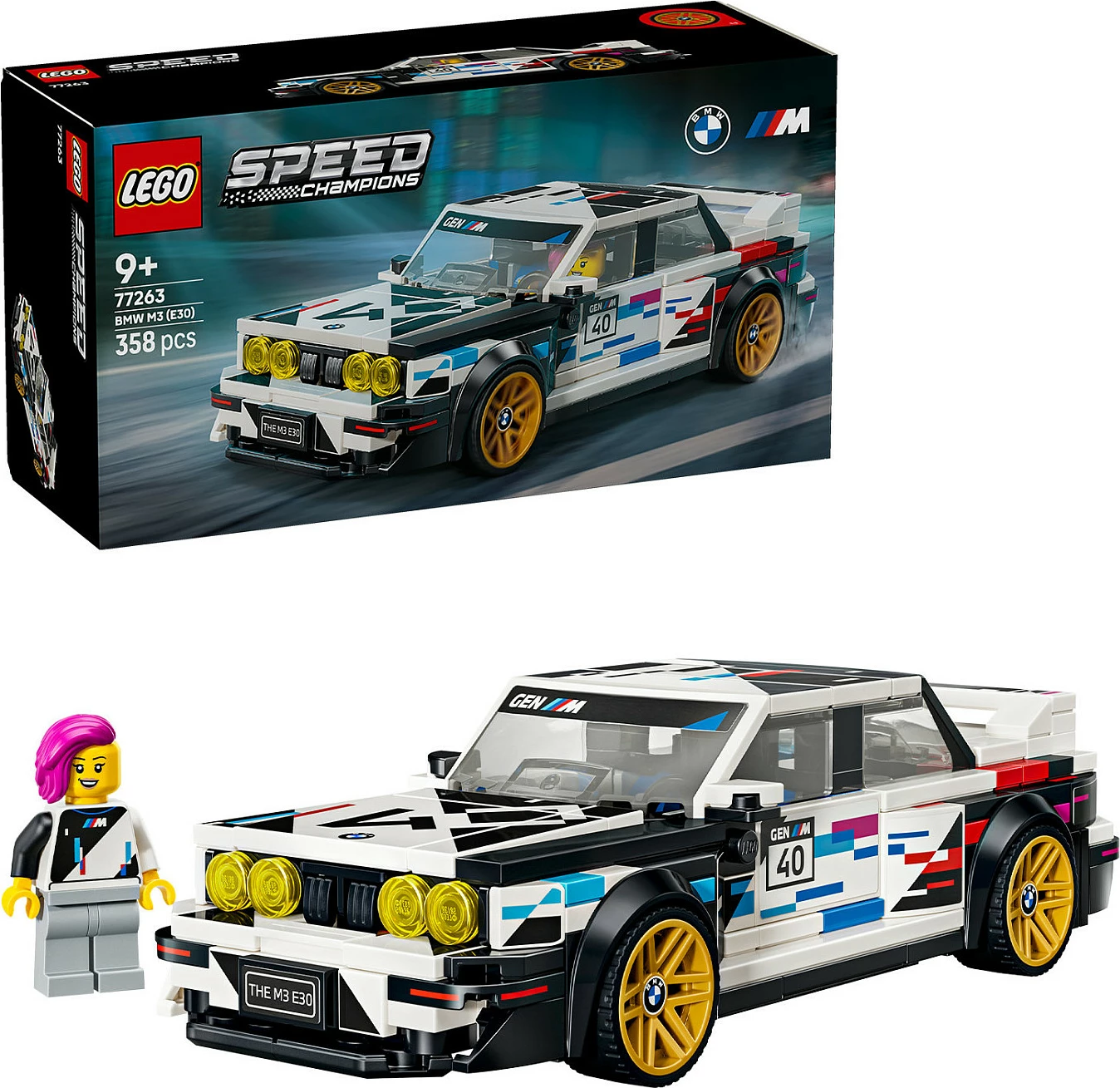 Set LEGO Speed Champions BMW M3 (E30) 77263, 358 copë, 9+, bardhë