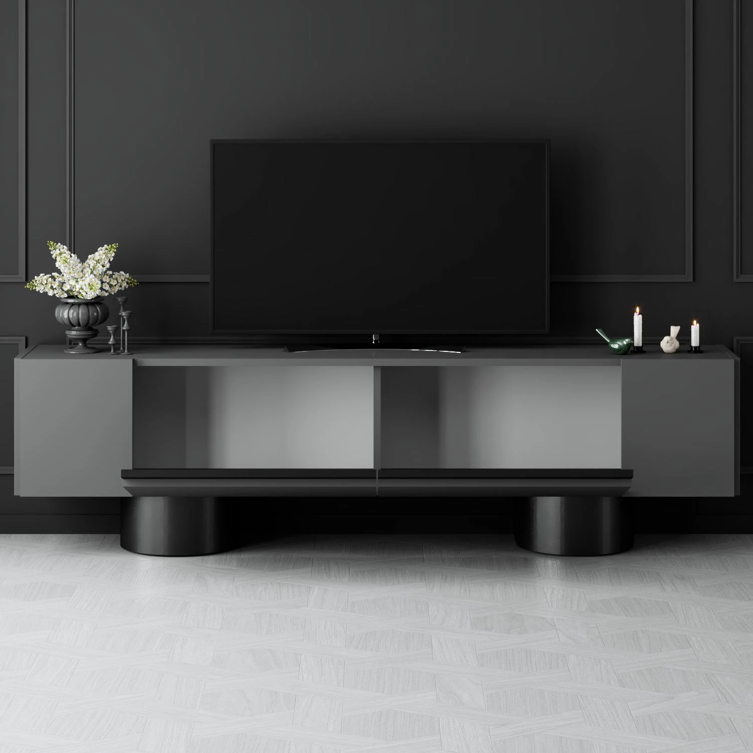 Komodë TV Hanah Home, bohem, antracit, e zezë