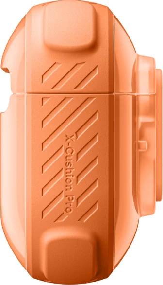 Mbështjellës për kufje, AmazingThing, Titan Pro Mag Case Clear për AirPods Pro 3, me karabiner, kompatibil me karikim wireless, portë me bllokim të brendshëm, port kundër goditjeve PC/TPU, portokalli