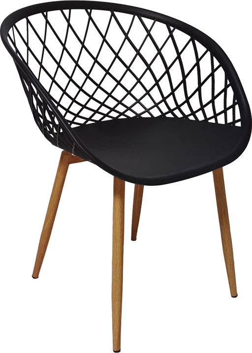 Set tavolinë me karrige Quana-Ezra, xham 8mm, këmbë të zeza, 120x70x75cm, 5 copë