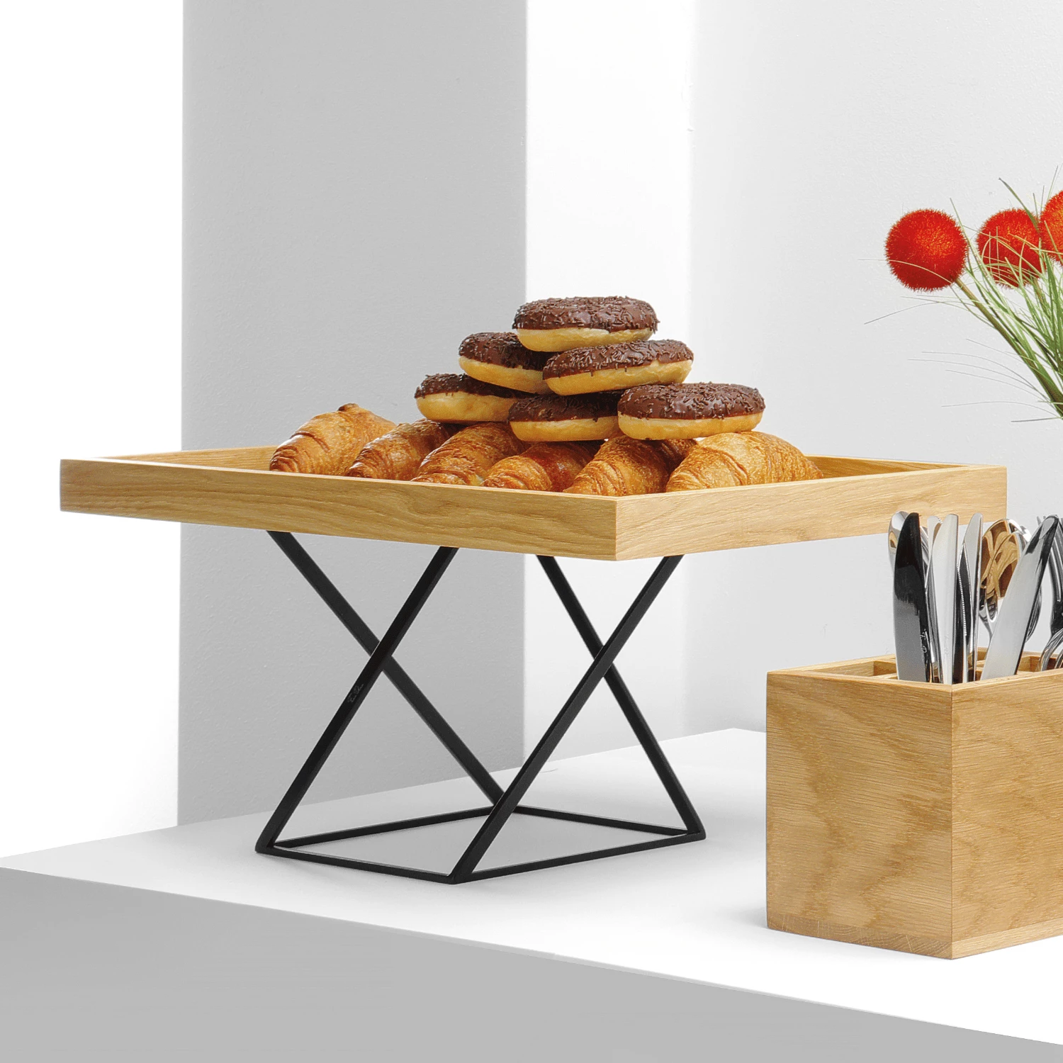 stendë bufeti Fine Dine Skiatos, metal i veshur me pluhur, 180x180x200 mm / 200x200x300 mm, e zezë