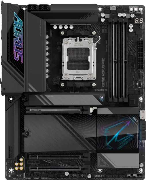 Pllakë amë GIGABYTE X870E AORUS PRO, AM5, ATX, DDR5 deri 256GB, USB4, WiFi 7, 2.5GbE, e zezë