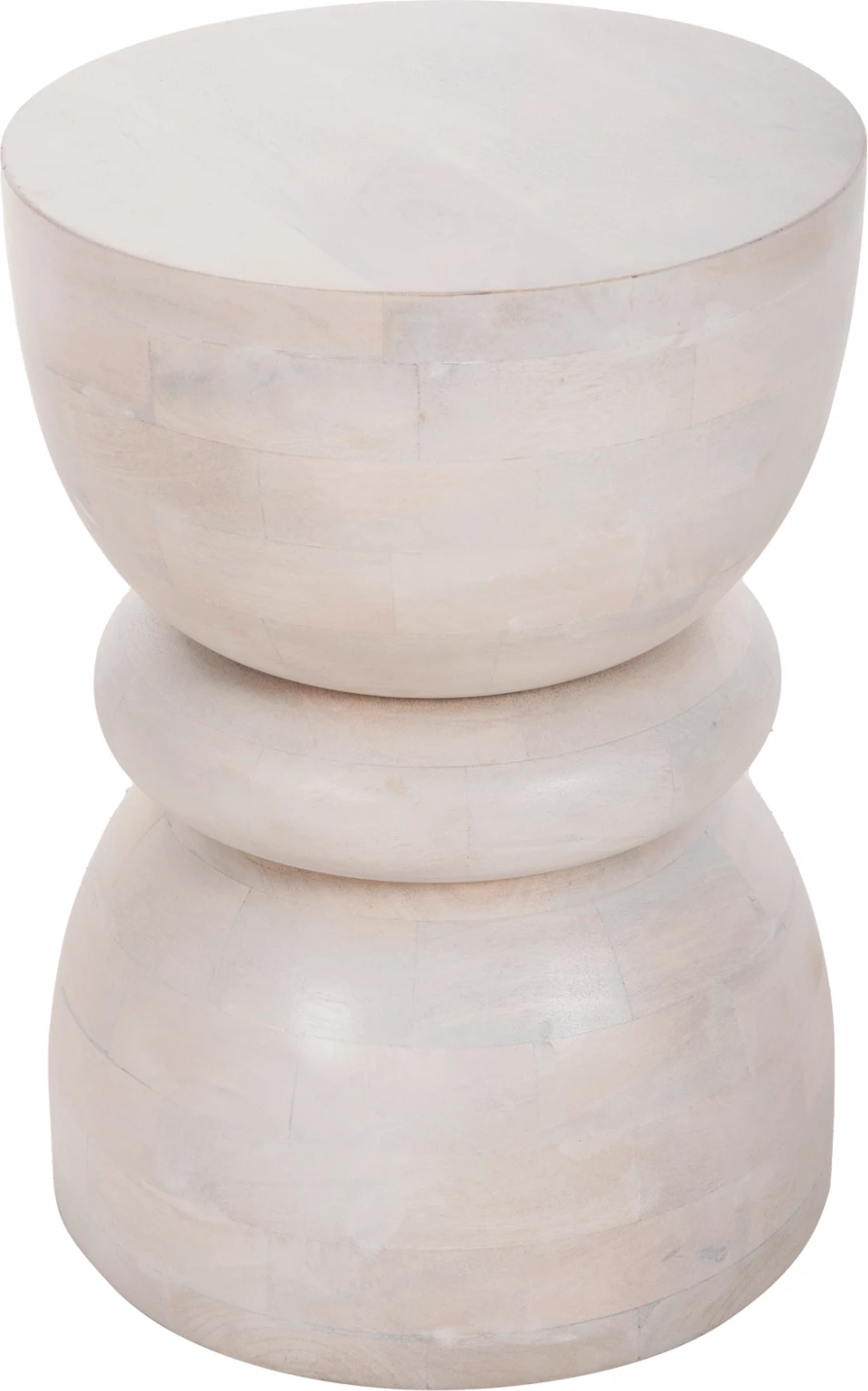 Karrige e rrumbullakët, dru mango, ngjyrë e bardhë, Φ35x51H cm