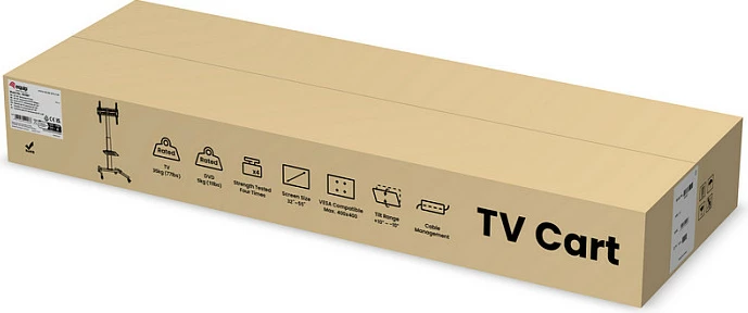 Karrocë TV EQUIP 650607, 32"-55", VESA deri 400x400, 35 kg, e zezë