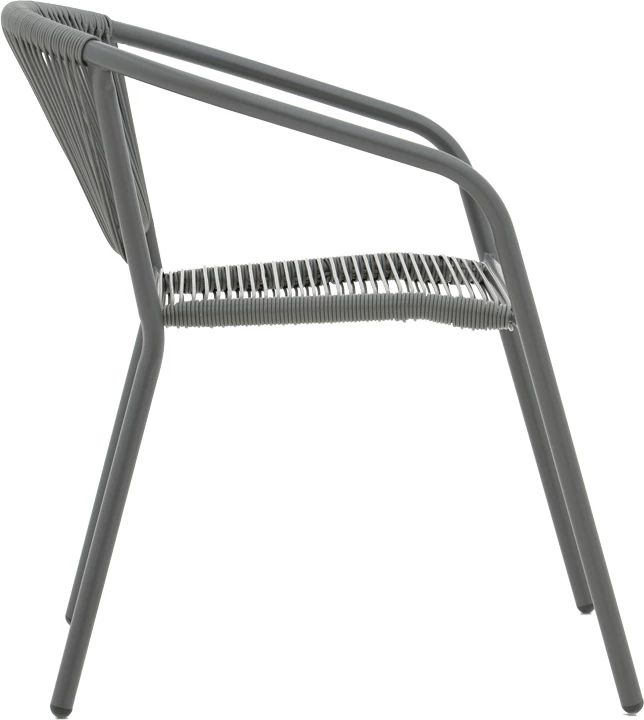 Tavolinë me karrige Ensure-Lindaria, metal-xham, gri e errët, 120x70x70cm, 5 copë