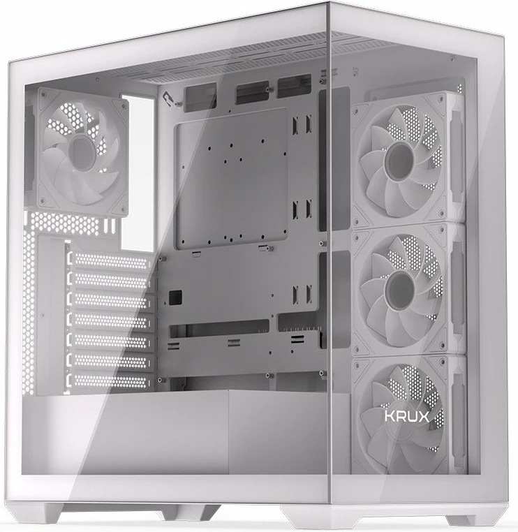 Kasë Krux Exo RGB KRXD009 Midi Tower, ATX/mATX/Mini-ITX, x4 120mm ARGB fan, x2 USB 3.0 + USB-C, e bardhë