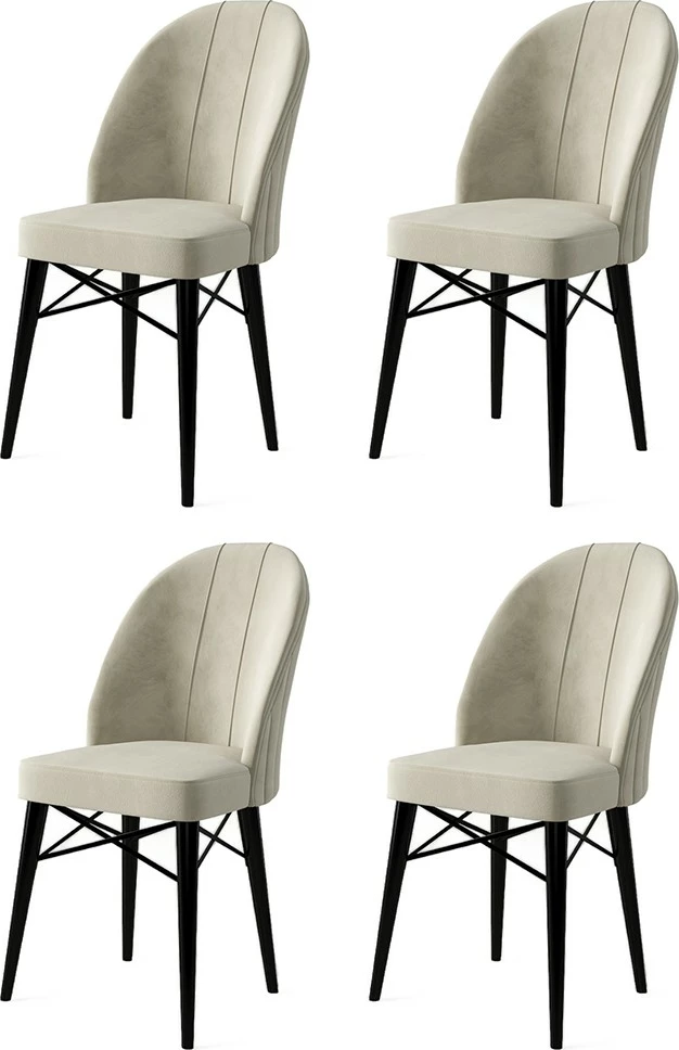 Set karrigesh (4 copë), Hanah Home, Ritim, krem e zi