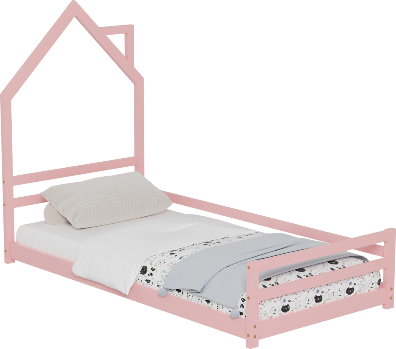 Krevat për fëmijë HOUSER FH676.06 t.MONTESSORI dru pishe i fortë ngjyrë rozë - 190x90cm