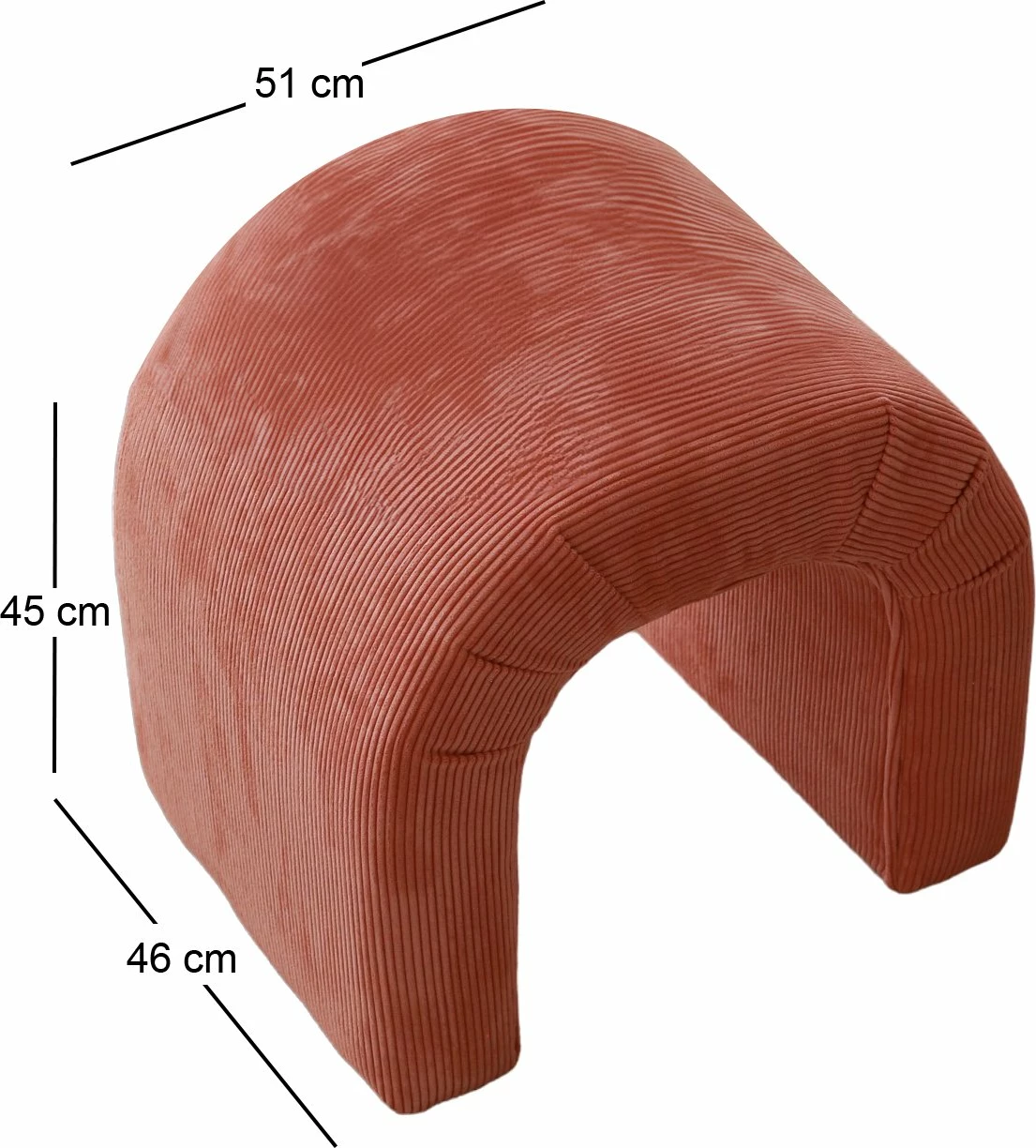 Puf Atelier del Sofa, kadife, ngjyrë korale, 51x45x46cm