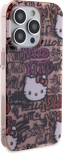Mbështjellës Hello Kitty IML Tags Graffiti për iPhone 13 Pro/13, Rozë