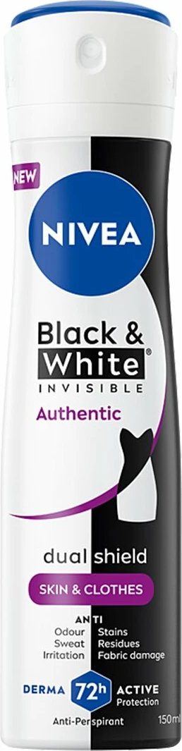 Sprej antiperspirant për femra Nivea Black&White Invisible Authentic 150ml