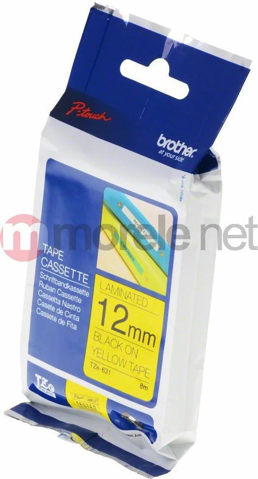 Shirit etikete Brother TZe-631 i laminuar, i zi në të verdhë