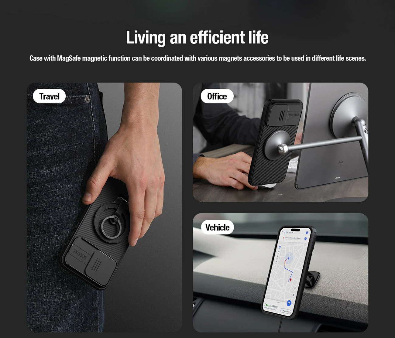 Mbështjellës Nillkin CamShield Pro Magnetic për iPhone 15 Pro, me mbrojtës kamere, Kaltër