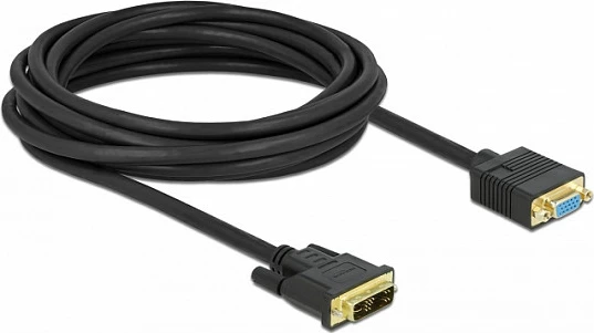 Kabllo DeLOCK DVI 12+5 (mashkull) në VGA/D-Sub (femër), 5 m, e zezë