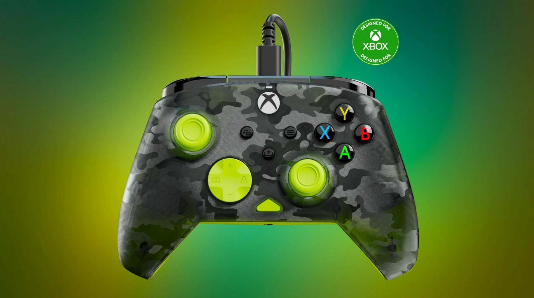 Kontroller me kabllo Turtle Beach Rematch Core për Xbox/PC, Camo zi/verdhe