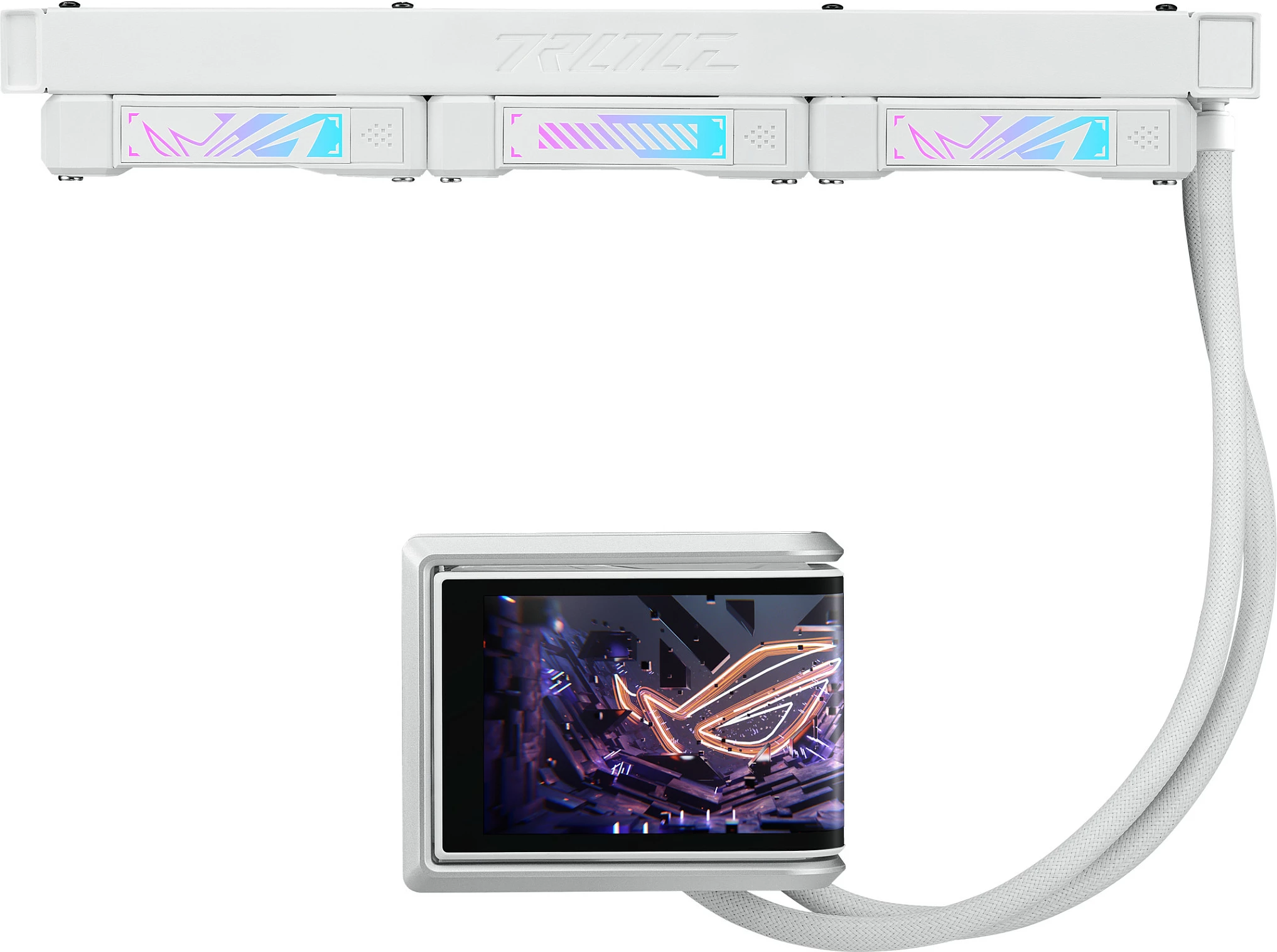 Ftohës uji AIO ASUS ROG RYUO IV 360 ARGB, 3x120mm, ekran AMOLED 6.67", i bardhë