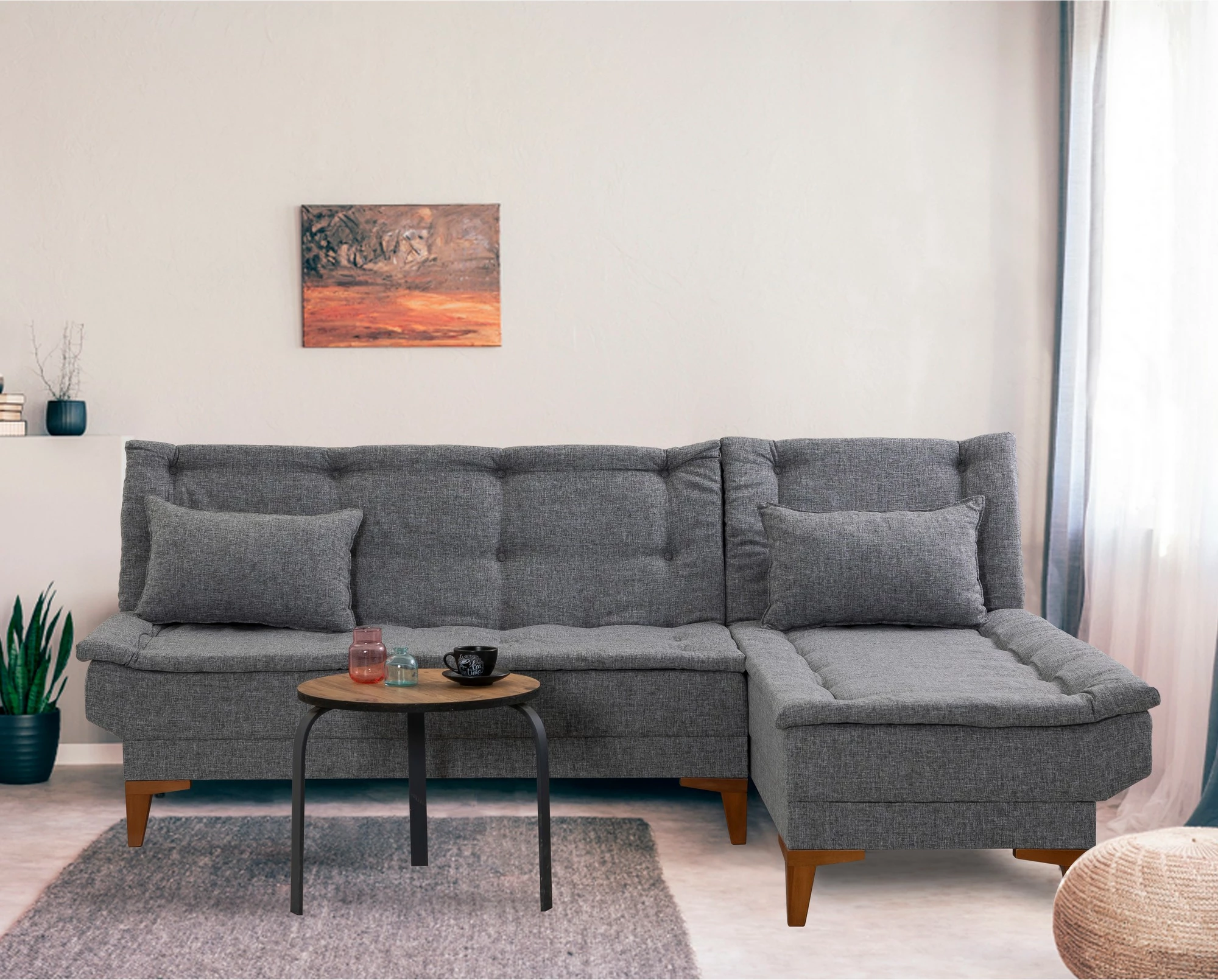 Kënd-sofë shtrat Santo, ngjyrë gri e errët