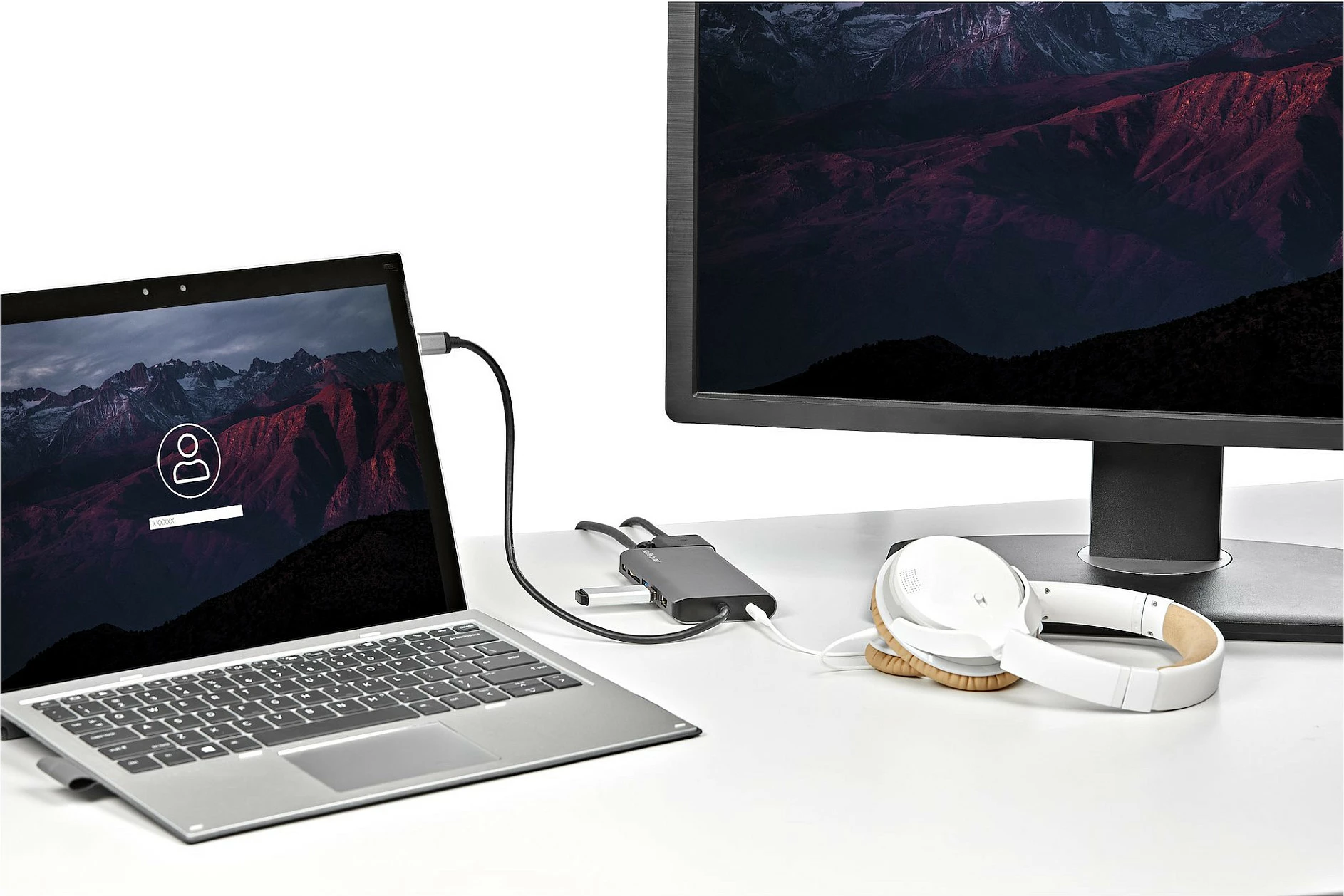 Adapter multiport USB-C StarTech DKT30CHVAUSP, mini docking me HDMI 4K, VGA, 100W PD, USB 3.0, LAN, SD, gri